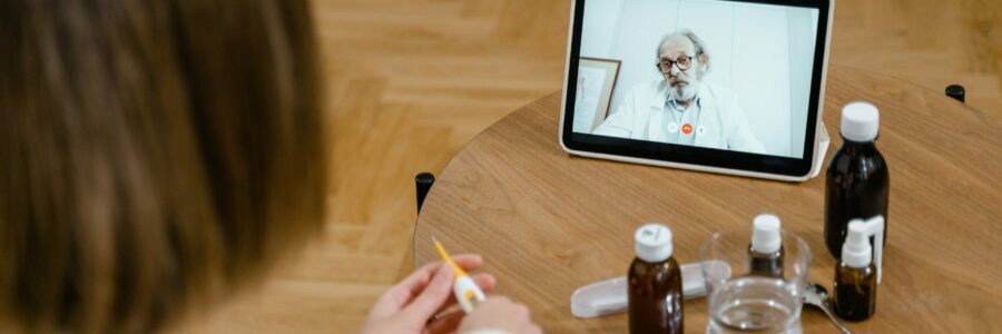 a patient attending a telehealth appointment